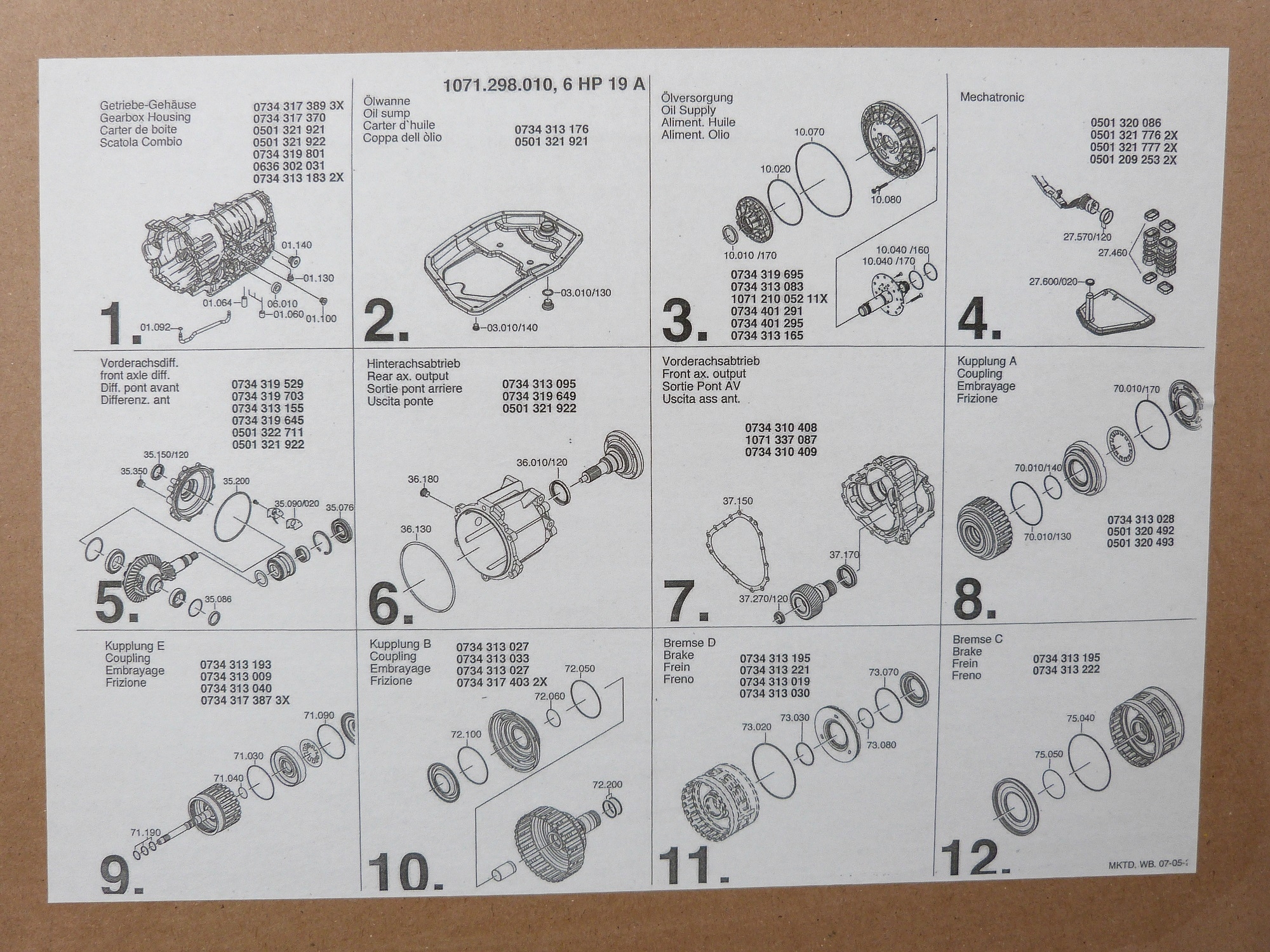 ZF Reparatursatz Automatikgetriebe AUDI 6HP19A