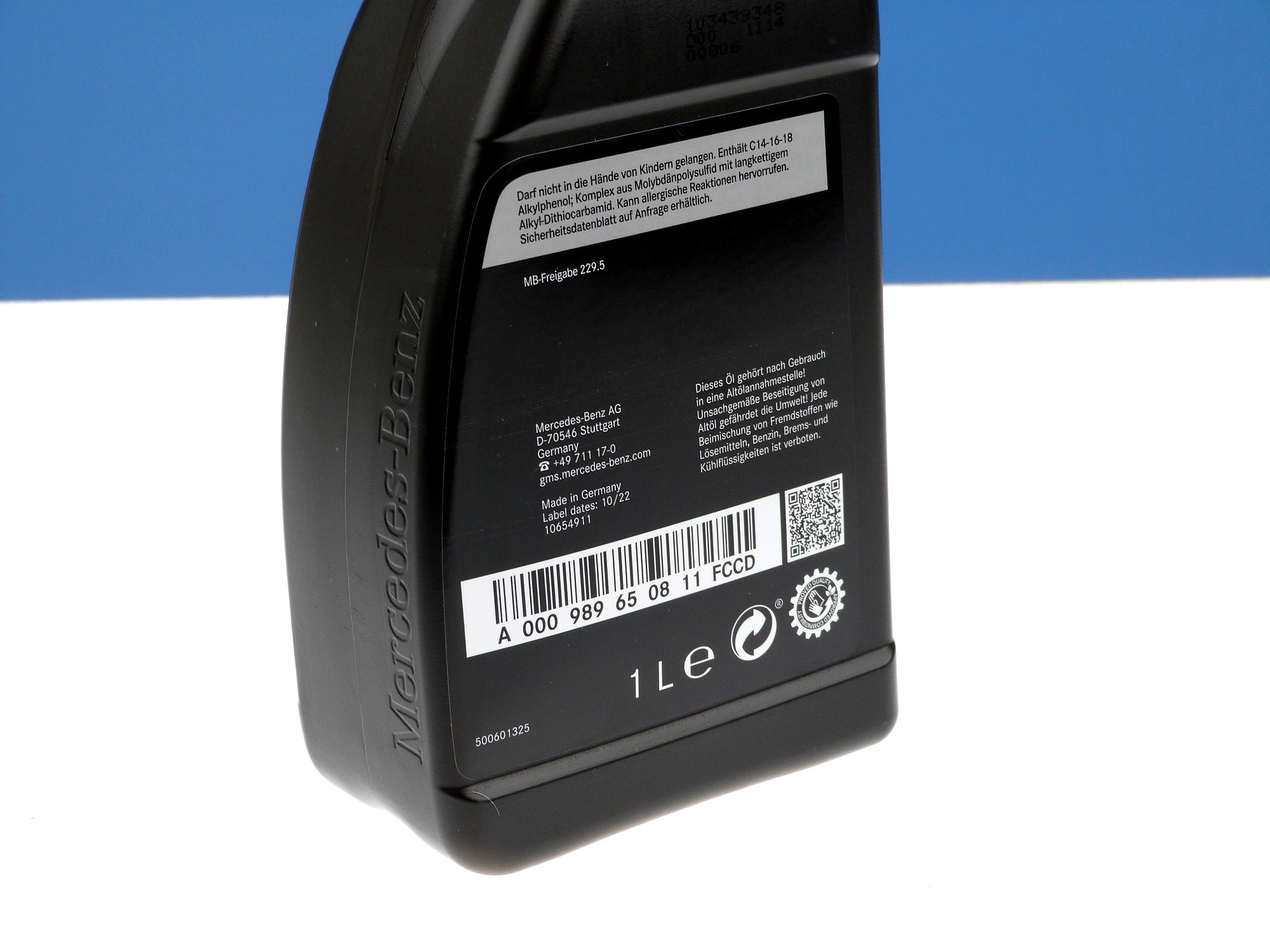 2 Liter Mercedes-Benz AMG Motorenöl 0W-40 MB-Freigabe 229.5