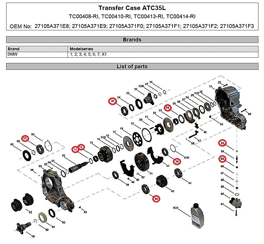 S-TEC Lamellensatz Dichtungssatz Lagersatz Verteilergetriebe ATC35L