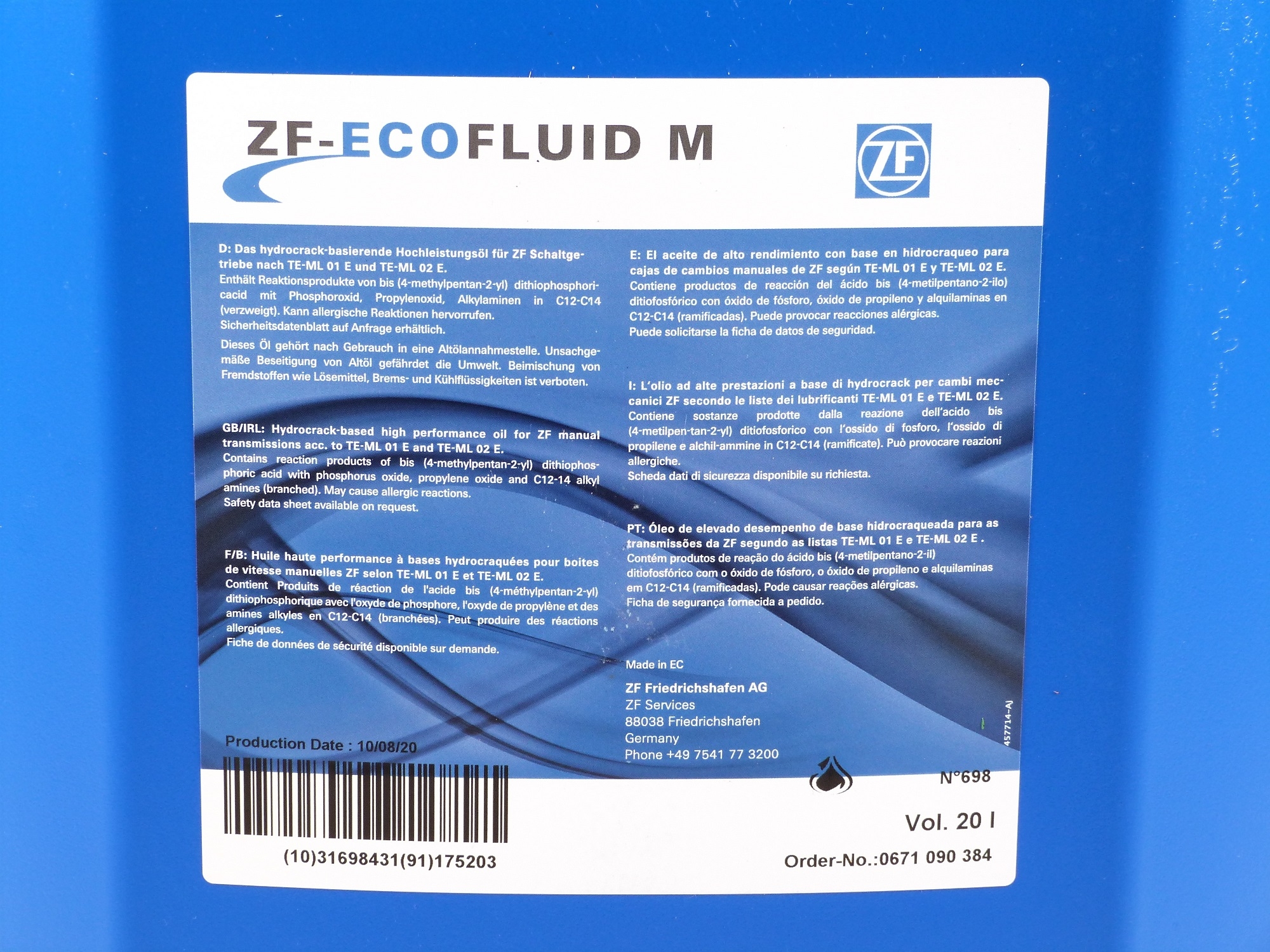 20 Liter Kanister ZF Ecofluid M