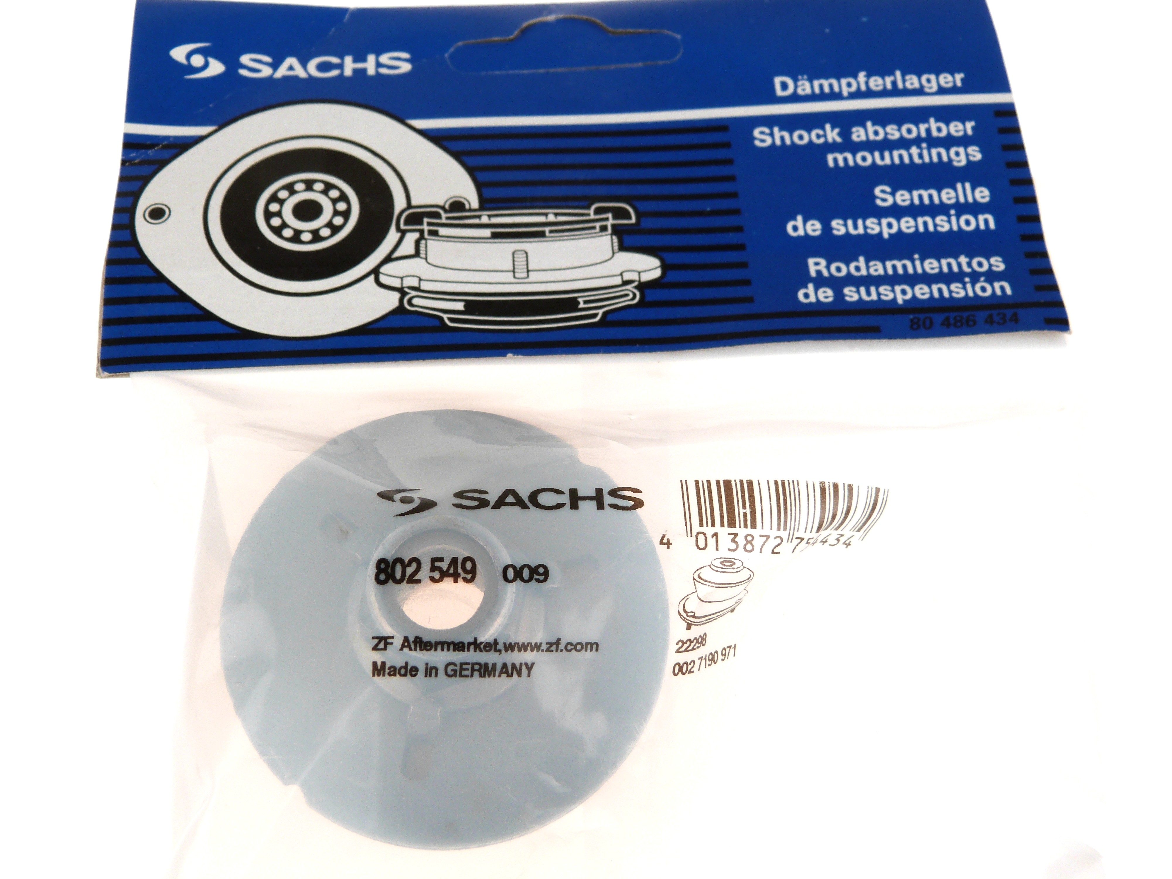 4 Stück SACHS Federbeinstützlager Hinterachse